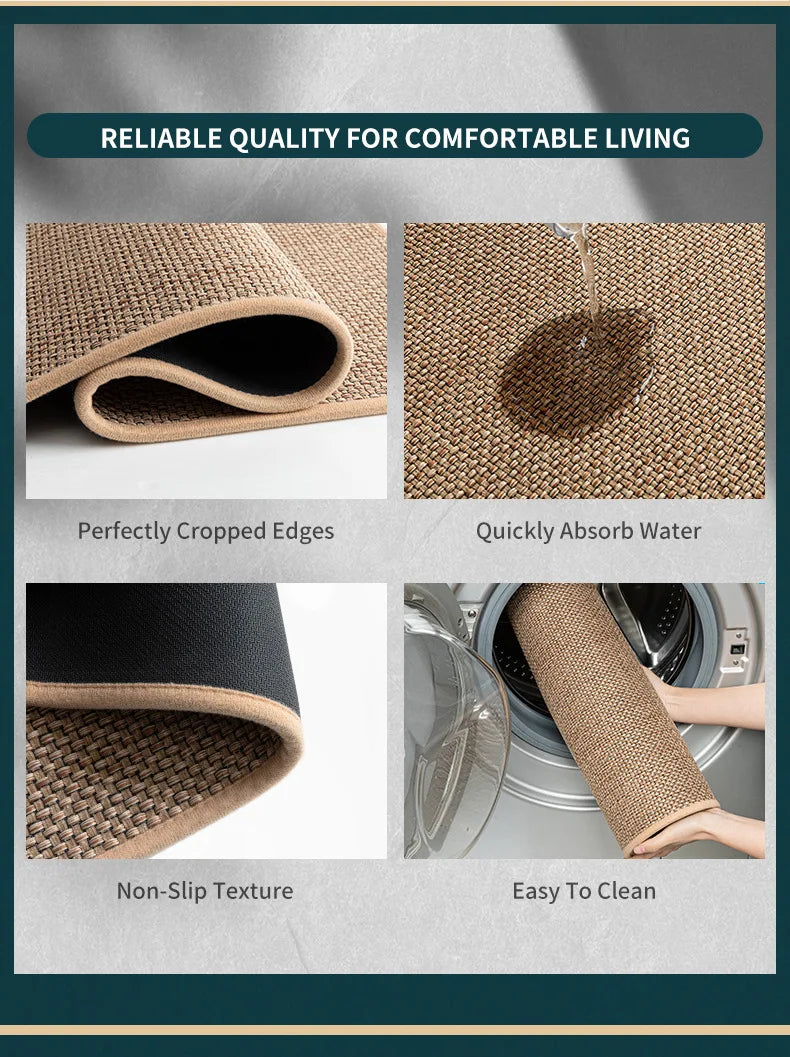 Rug Cotton and Linen Kitchen Mat Carpet Absorbing Non-slip Dirt-resistant Waterproof