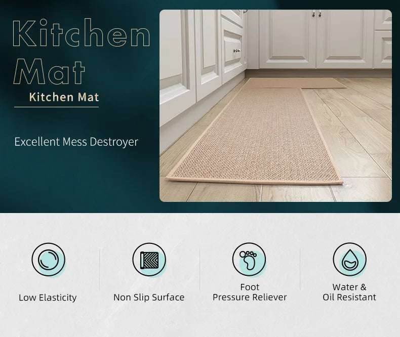 Rug Cotton and Linen Kitchen Mat Carpet Absorbing Non-slip Dirt-resistant Waterproof