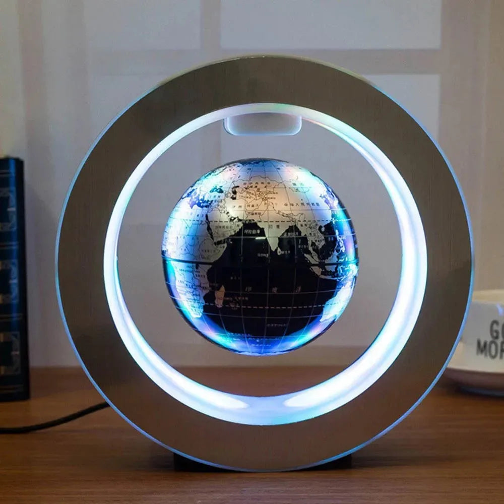 Floating Globe Levitating World Map Rotating Ornament LED Lamp for Bedside