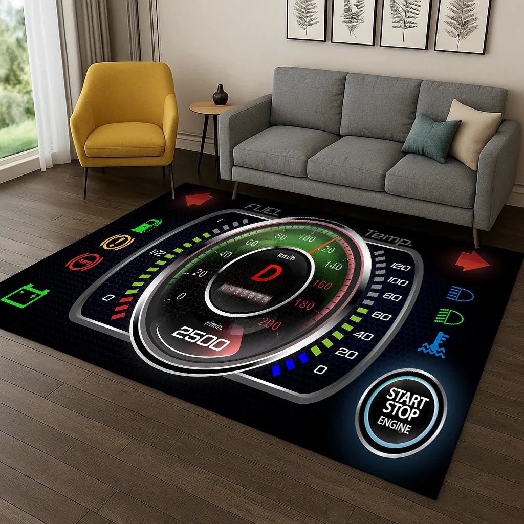 Racing Car Dashboard Screen Carpet for Living Room
