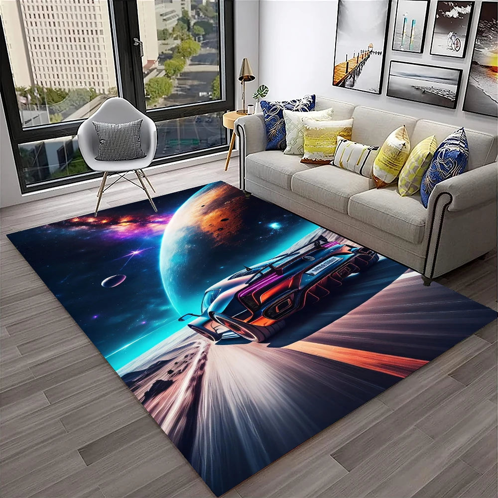 Sports Car Racing Carpet Rug for Living Room, Bedroom, Playroom, Sofa Doormat Decor,