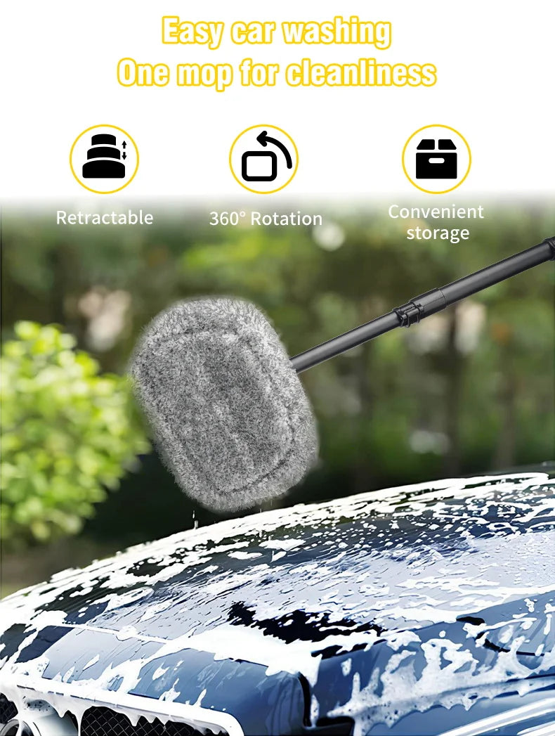 Telescoping Long Handle Cleaning Mop Retractable Bent Bar Car Wash