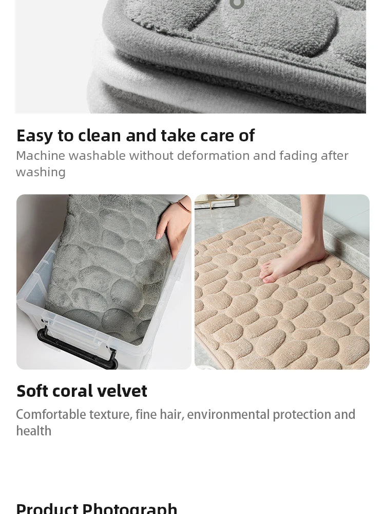 Foot Mat Coral Fleece Floor Mat  Bathroom Thickened Absorbent Floor Mat Door