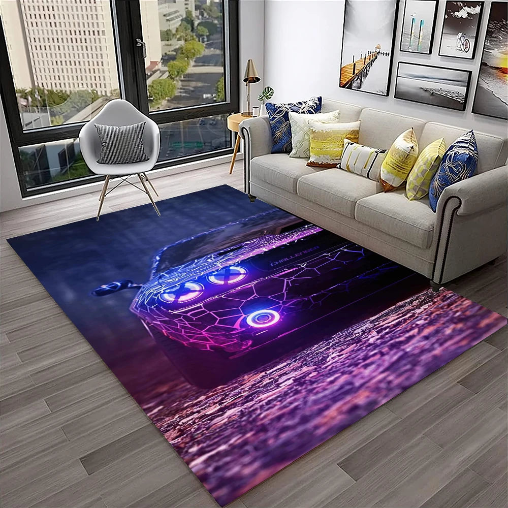 Sports Car Racing Carpet Rug for Living Room, Bedroom, Playroom, Sofa Doormat Decor,