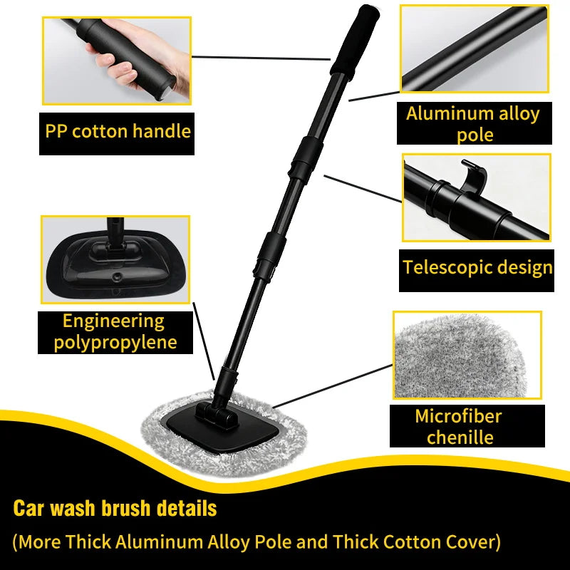 Telescoping Long Handle Cleaning Mop Retractable Bent Bar Car Wash