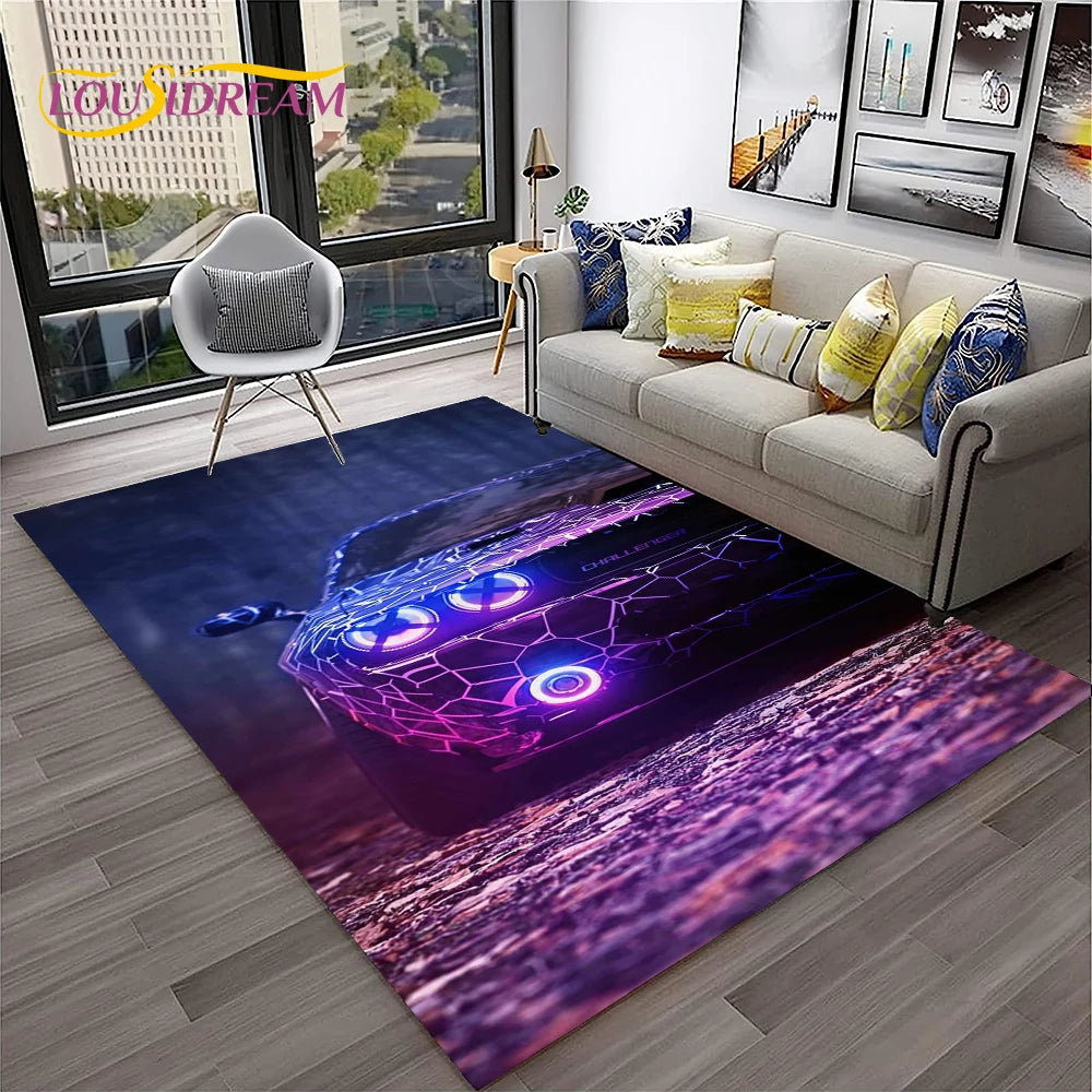 Sports Car Racing Carpet Rug for Living Room, Bedroom, Playroom, Sofa Doormat Decor,