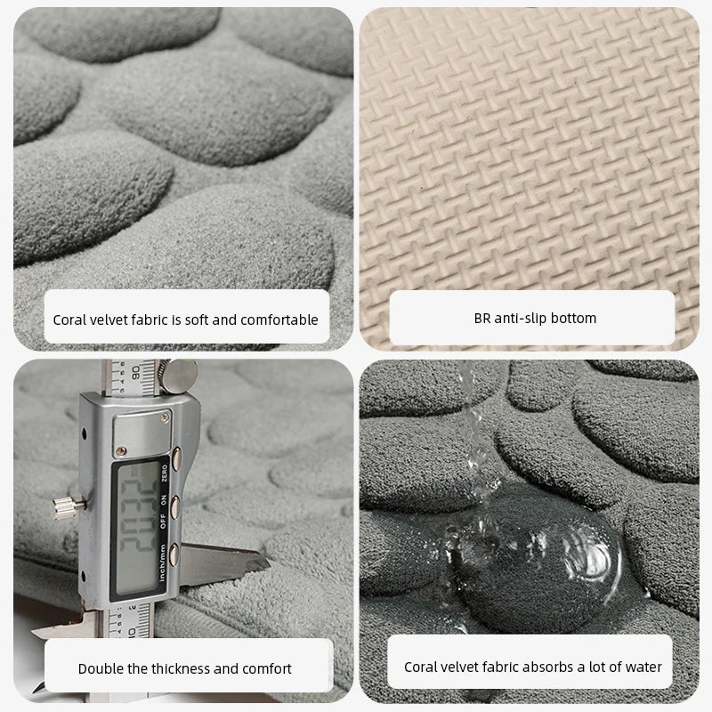 Foot Mat Coral Fleece Floor Mat  Bathroom Thickened Absorbent Floor Mat Door