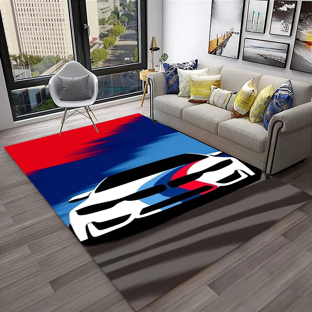 Sports Car Racing Carpet Rug for Living Room, Bedroom, Playroom, Sofa Doormat Decor,