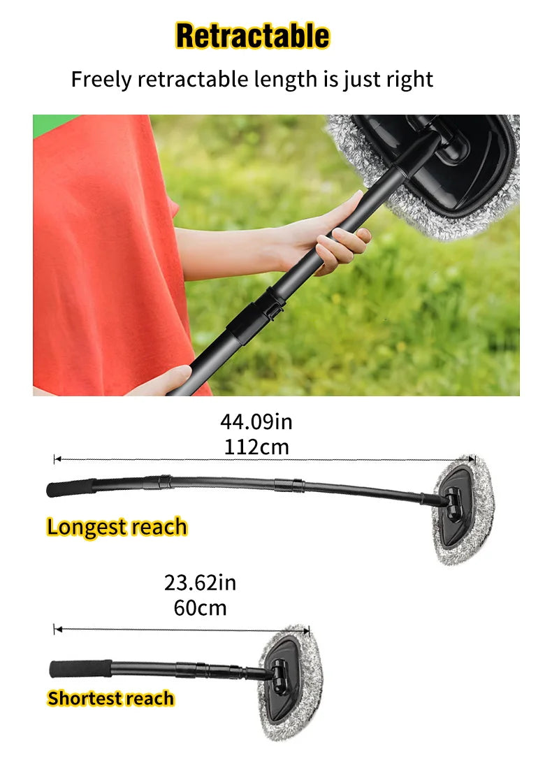 Telescoping Long Handle Cleaning Mop Retractable Bent Bar Car Wash