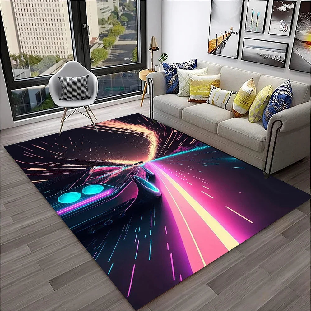 Sports Car Racing Carpet Rug for Living Room, Bedroom, Playroom, Sofa Doormat Decor,