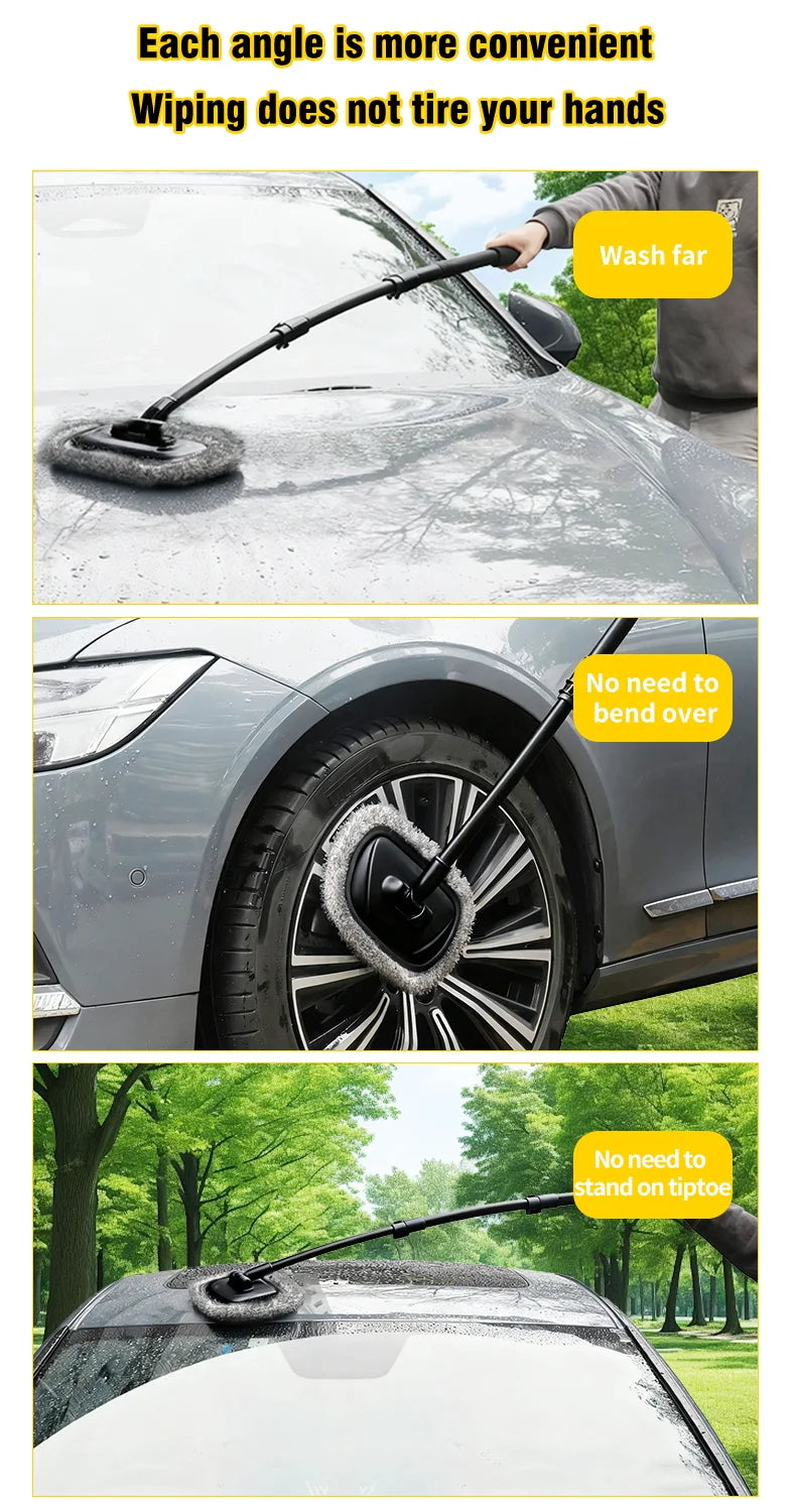 Telescoping Long Handle Cleaning Mop Retractable Bent Bar Car Wash