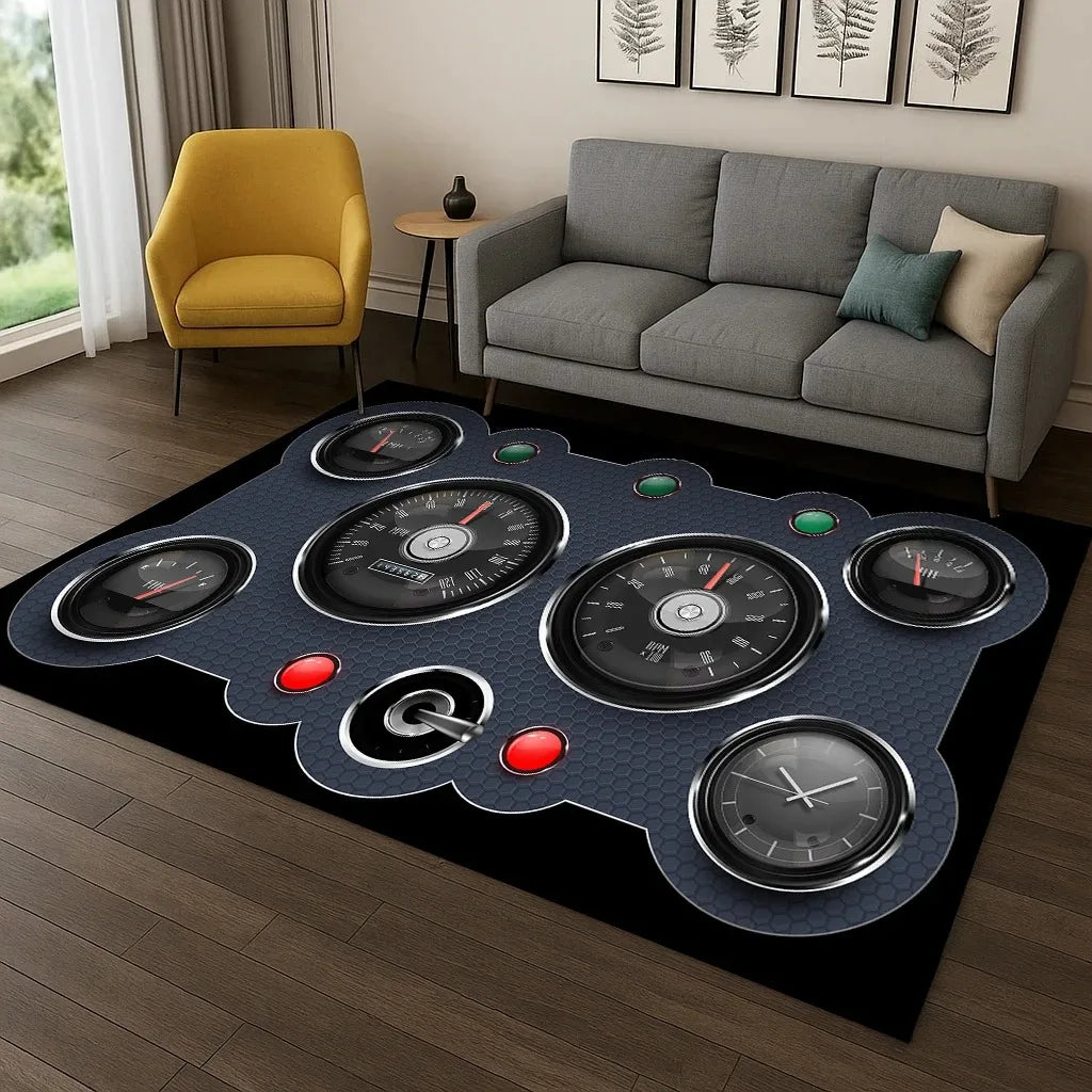 Racing Car Dashboard Screen Carpet for Living Room
