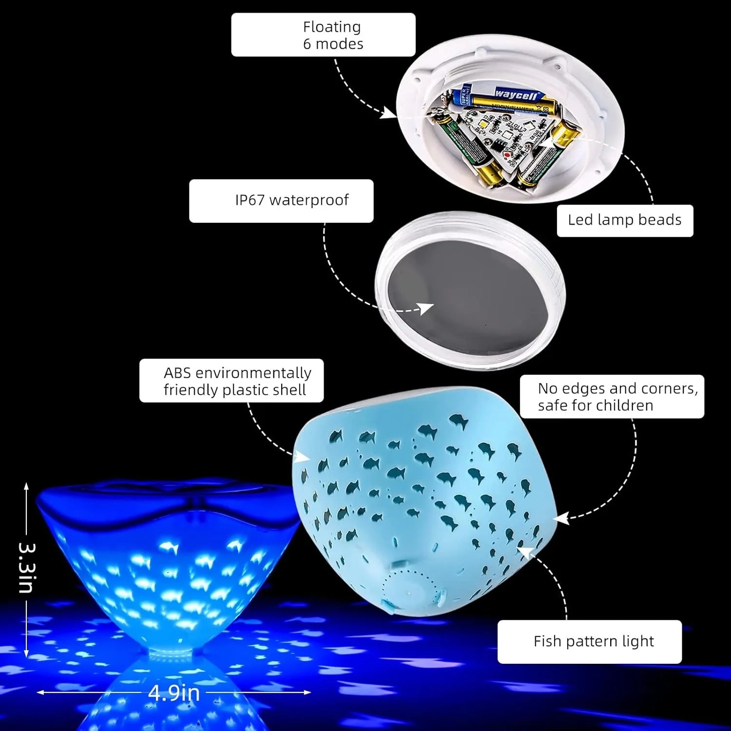 Colorful Fish Pattern Bathtub Floating Light - Ideal for Bathroom, Aquariums & Parties! Waterproof