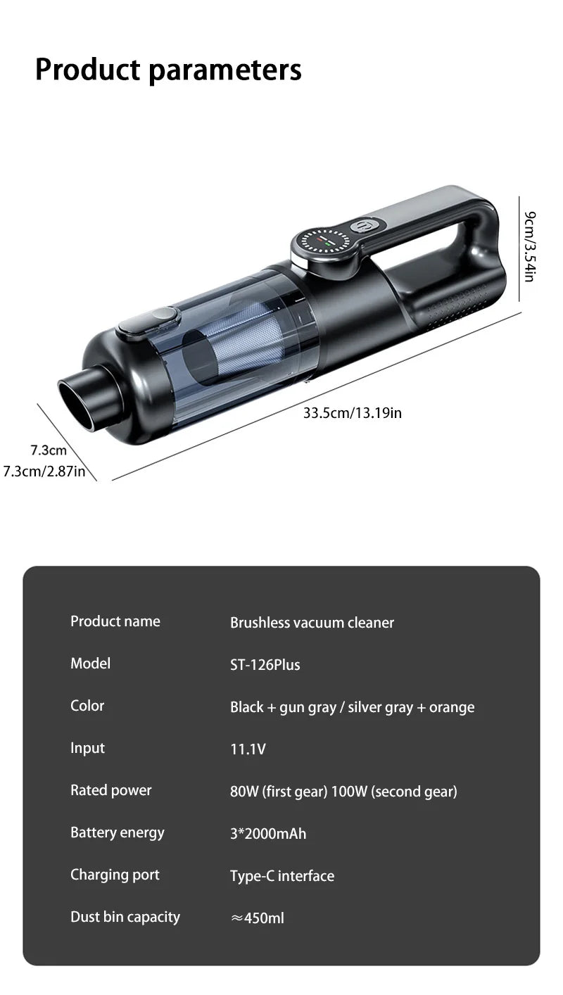 Car vacuum cleaner wireless one-button dust dump high-power portable
