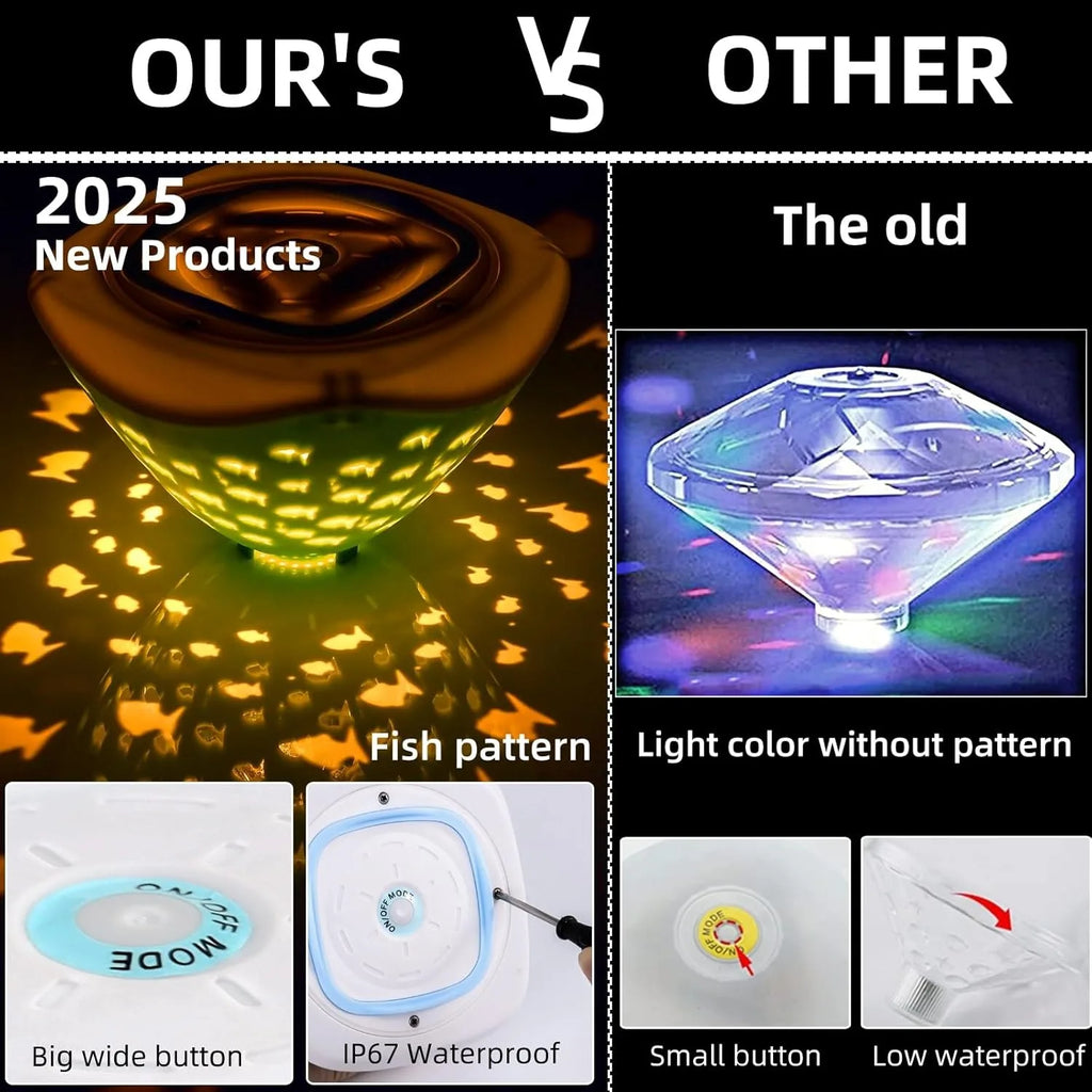 Colorful Fish Pattern Bathtub Floating Light - Ideal for Bathroom, Aquariums & Parties! Waterproof