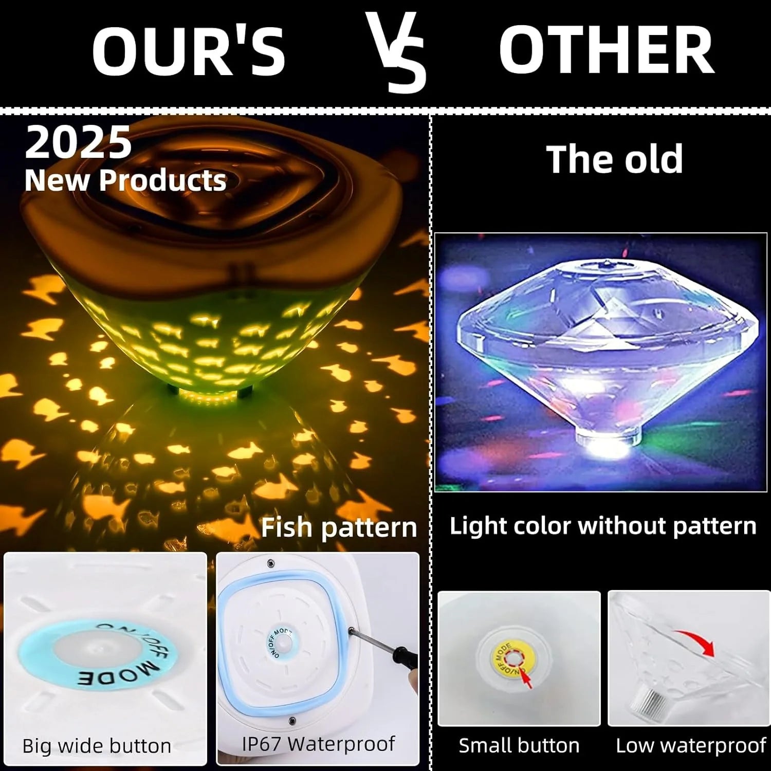 Colorful Fish Pattern Bathtub Floating Light - Ideal for Bathroom, Aquariums & Parties! Waterproof