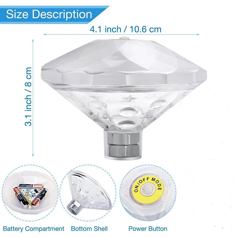 Floating LED Pool Light With Colorful Diamond Shaped Waterproof RGB Light