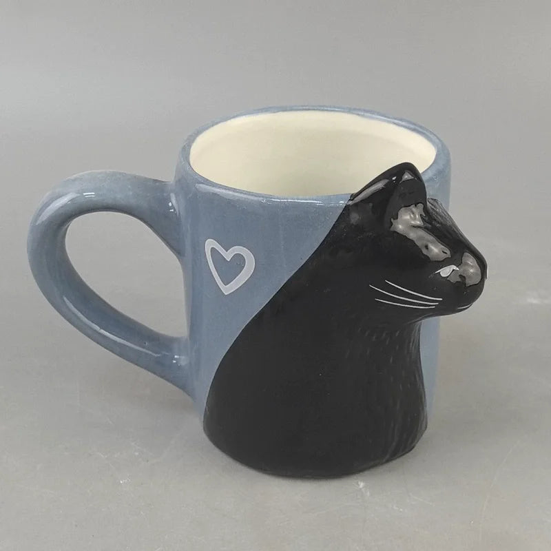 Kiss Cat Ceramic Mugs for Couples  Morning Milk Coffee, Tea Cup Breakfast, Valentines Day Gift