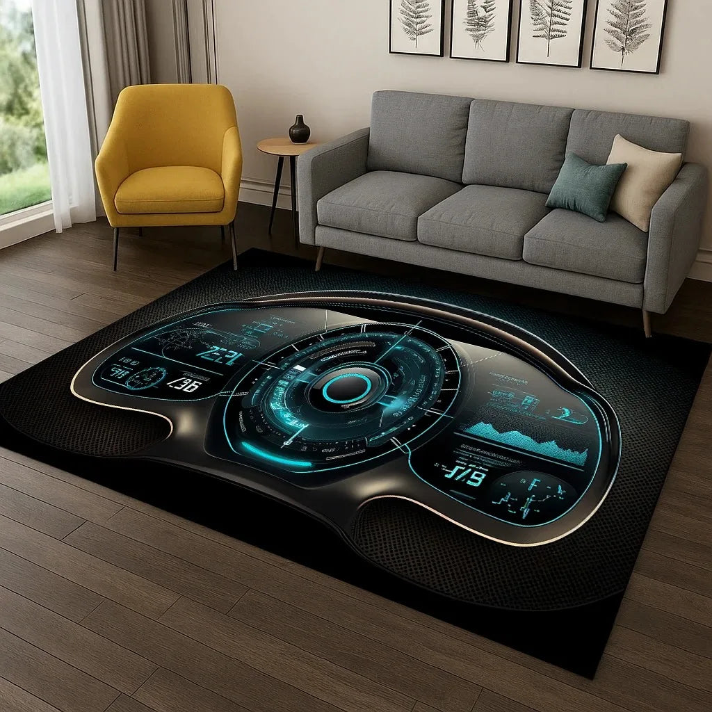Racing Car Dashboard Screen Carpet for Living Room