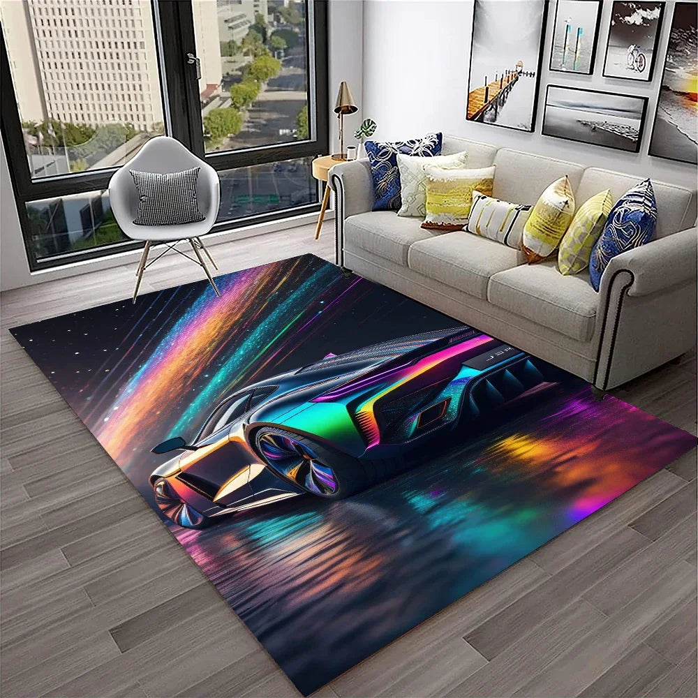 Sports Car Racing Carpet Rug for Living Room, Bedroom, Playroom, Sofa Doormat Decor,