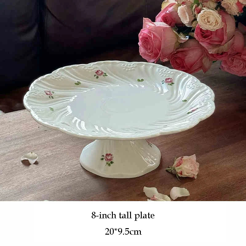 Ceramic Plate Set Coffee Cup Saucer Beautiful Tableware Vintage Rose Dessert Plate