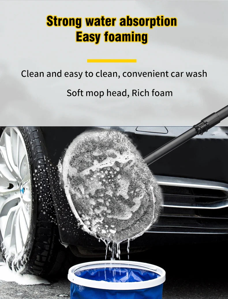 Telescoping Long Handle Cleaning Mop Retractable Bent Bar Car Wash