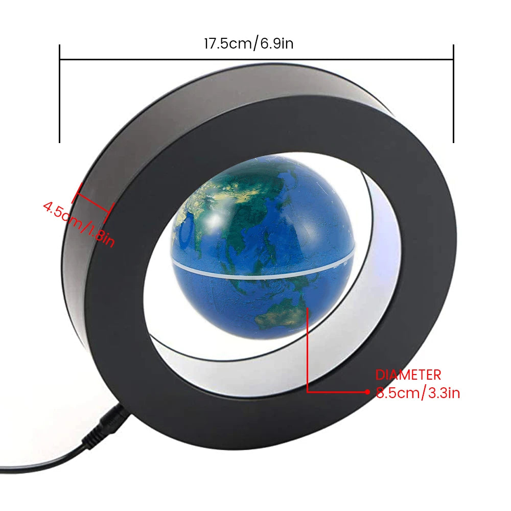 Floating Globe Levitating World Map Rotating Ornament LED Lamp for Bedside