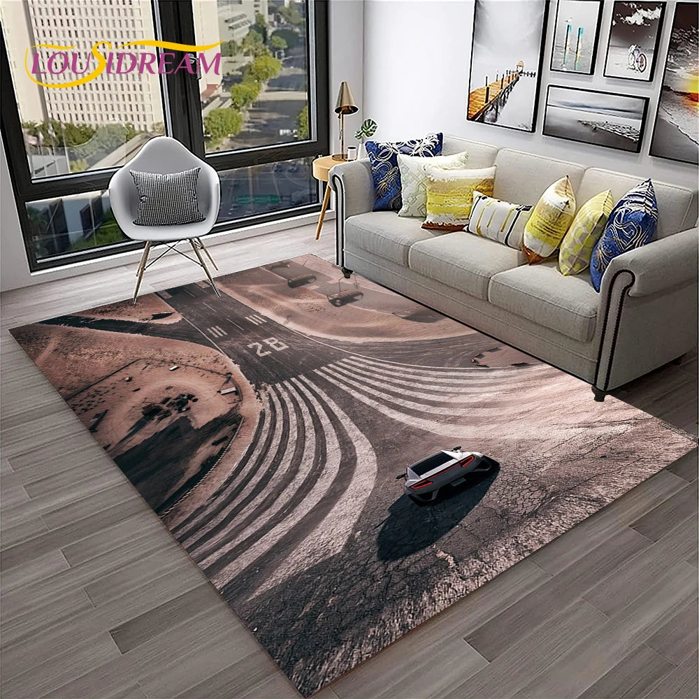 Sports Car Racing Carpet Rug for Living Room, Bedroom, Playroom, Sofa Doormat Decor,