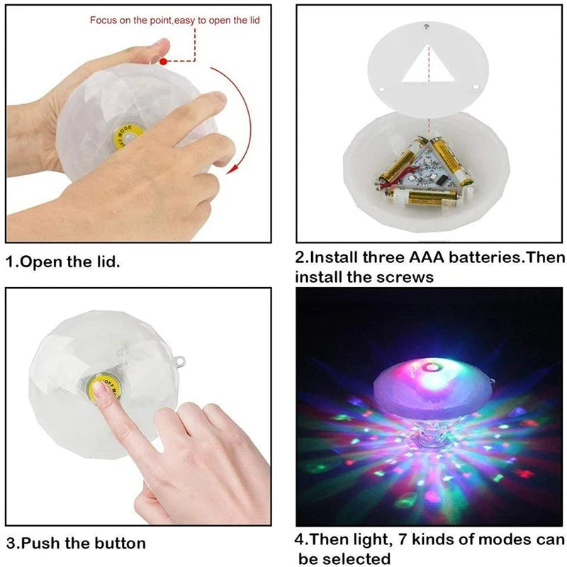 Floating LED Pool Light With Colorful Diamond Shaped Waterproof RGB Light