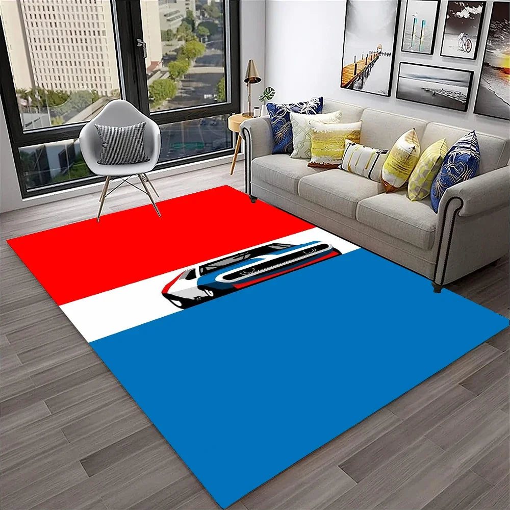 Sports Car Racing Carpet Rug for Living Room, Bedroom, Playroom, Sofa Doormat Decor,